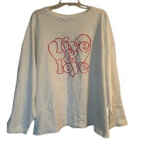 NWT Old Navy Plus White Long Sleeve Heavier Weight T Shirt Live & Love Size 4X